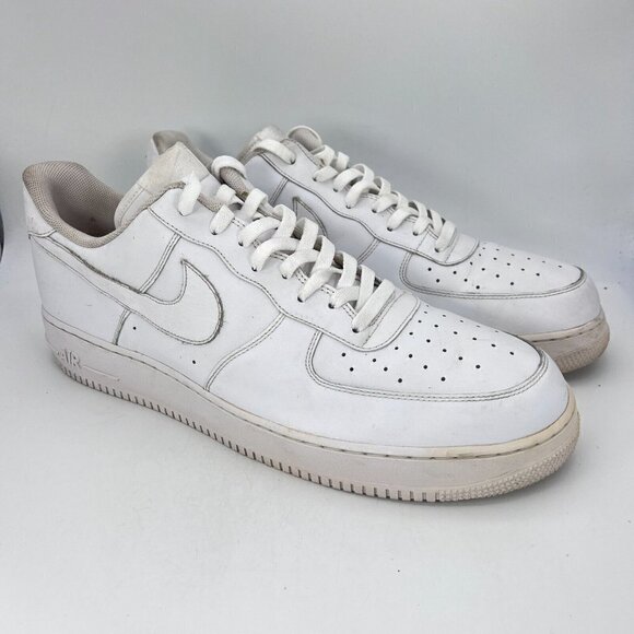 Nike Air Force 1 AF1 07 Low Men Size 18 Sneaker Shoes Triple White 315122-111 - Picture 2 of 12